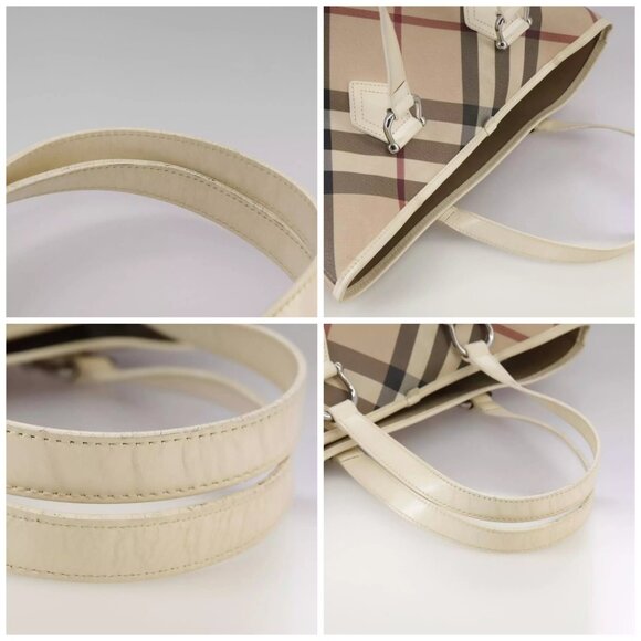 BURBERRY Nova Check Tote Bag PVC Leather Beige Auth 106619 - Picture 16 of 16